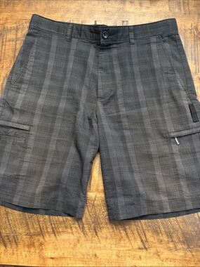 Greg Norman Collection Black Plaid Cargo Shorts